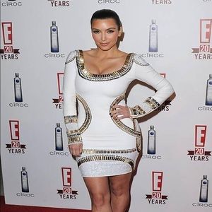 Herve Leger dress similar to Kim Kardashian’s